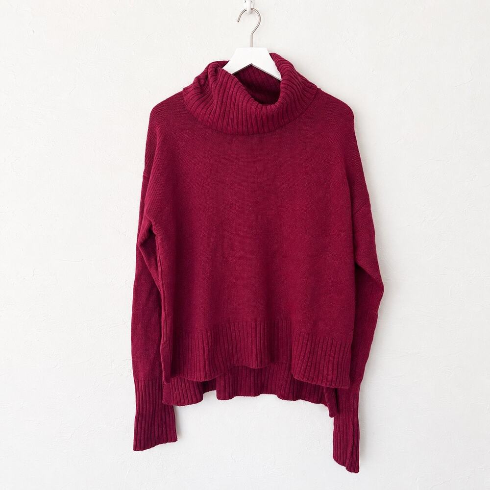 Anthropologie Blair Magenta Wool Blend Cowl Turtleneck Sweater Medium Italy